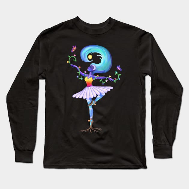 Nature's Free Spirited Ballerina Dreamer Dancer Long Sleeve T-Shirt by Art by Deborah Camp